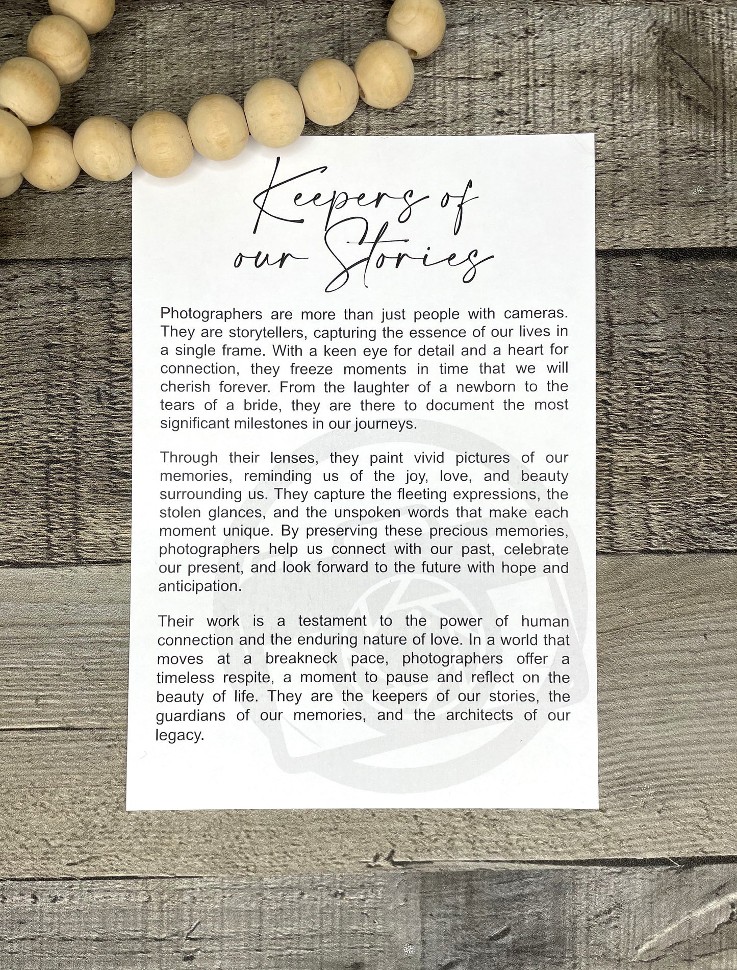 "Keepers of Our Stories" Photographer Story Ornament