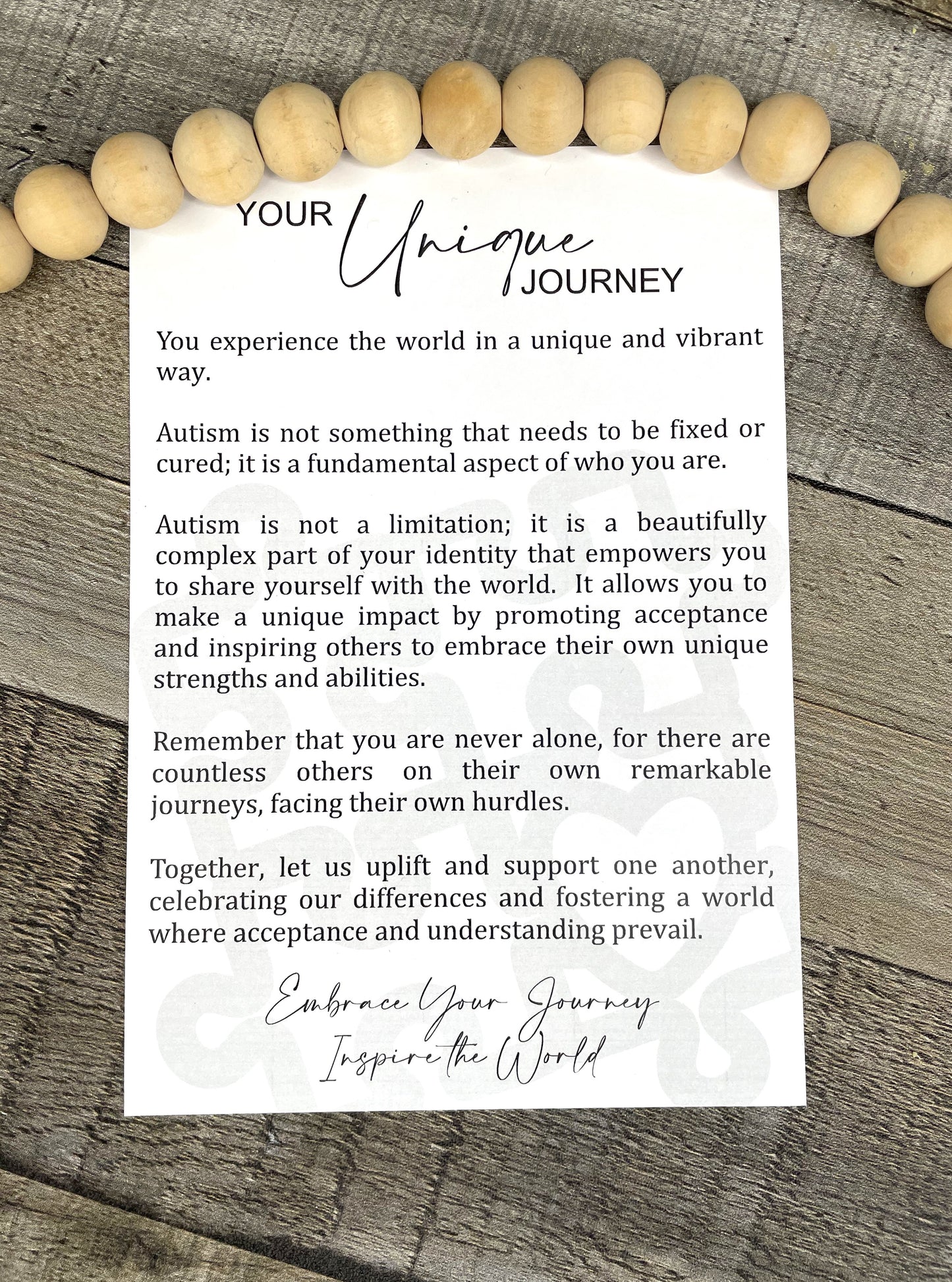 "You're Unique Journey" Autism Awareness Story Ornament