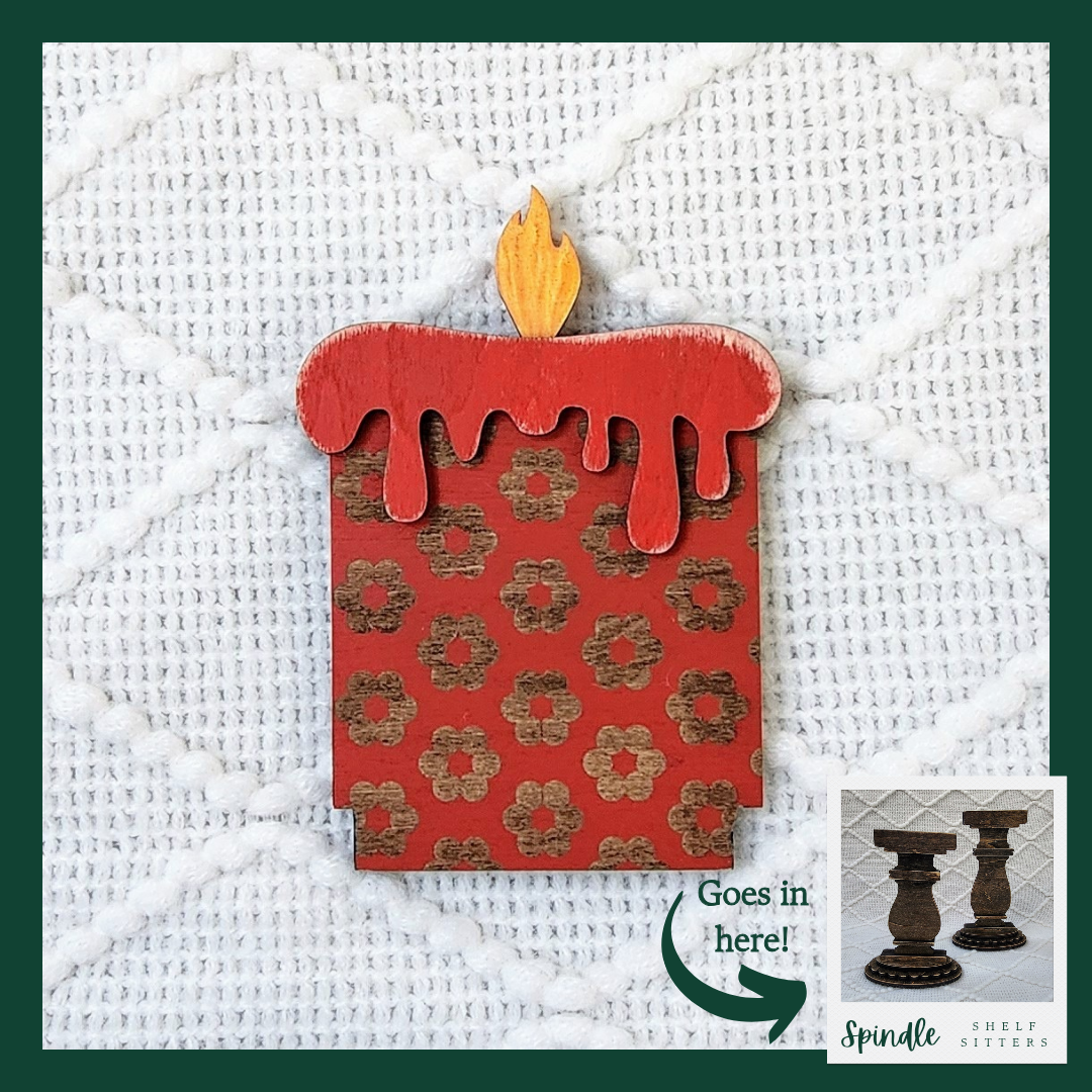 Red "Floral" Candle ~ Spindle Insert