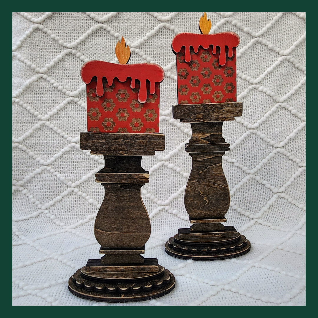 Red "Floral" Candle ~ Spindle Insert